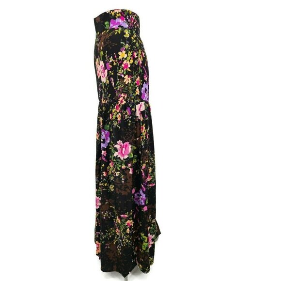 New Flynn Skye Maxi Skirt Womens XS Black Pink Floral Print Two Slits - Picture 3 of 7